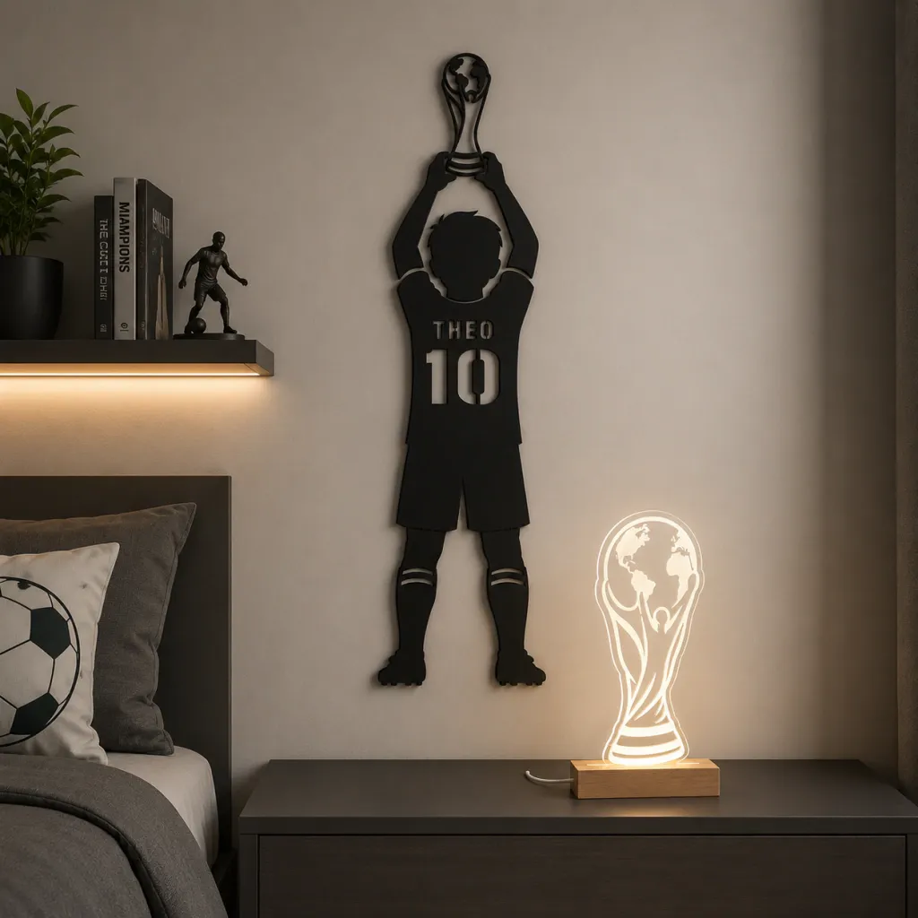 KIT Campeão - Quadro MDF personalizado + Luminária